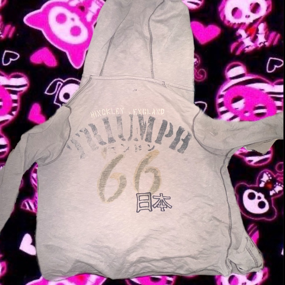 Rare y2k lucky brand triumph grey zip up